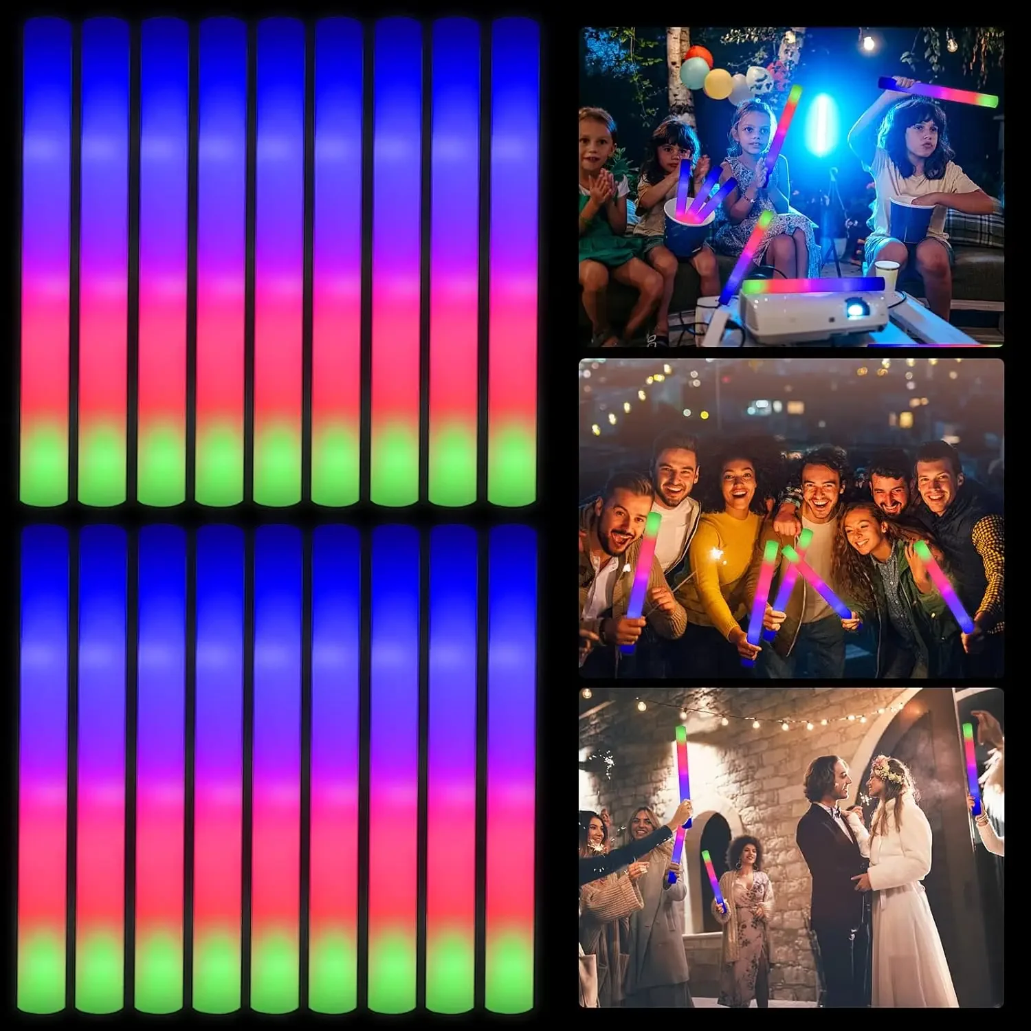 50 stuks LED-schuimglowsticks  - Flashing Led Foam Sticks Party recensie en prijs