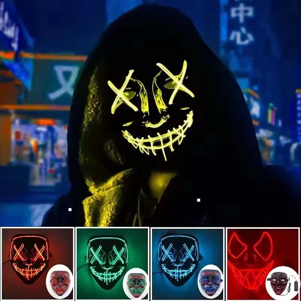 Draadloos neon LED Purge-maske - Led Purge Mask Halloween recensie en prijs