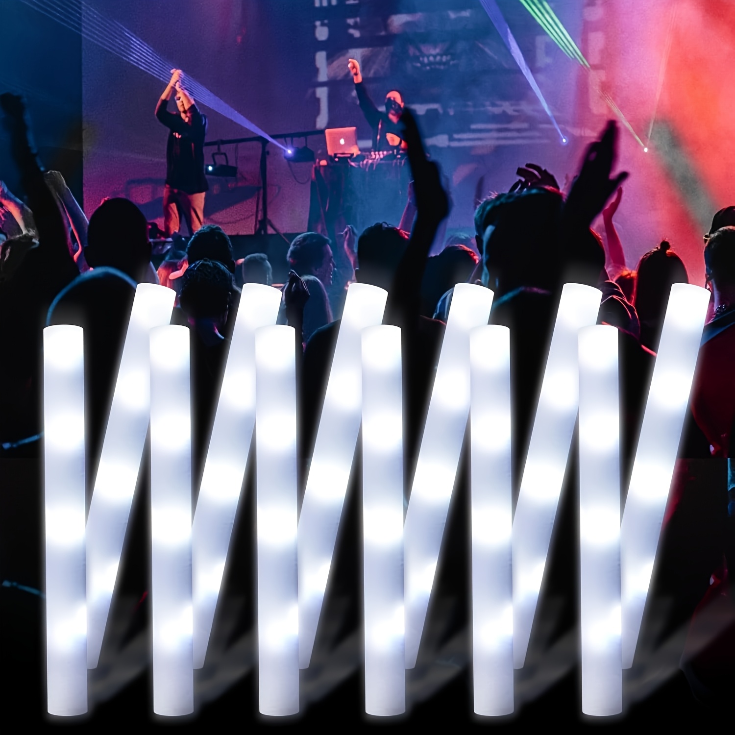 30 stuks LED witte schuim gloe - Flashing Led Foam Sticks Party recensie en prijs